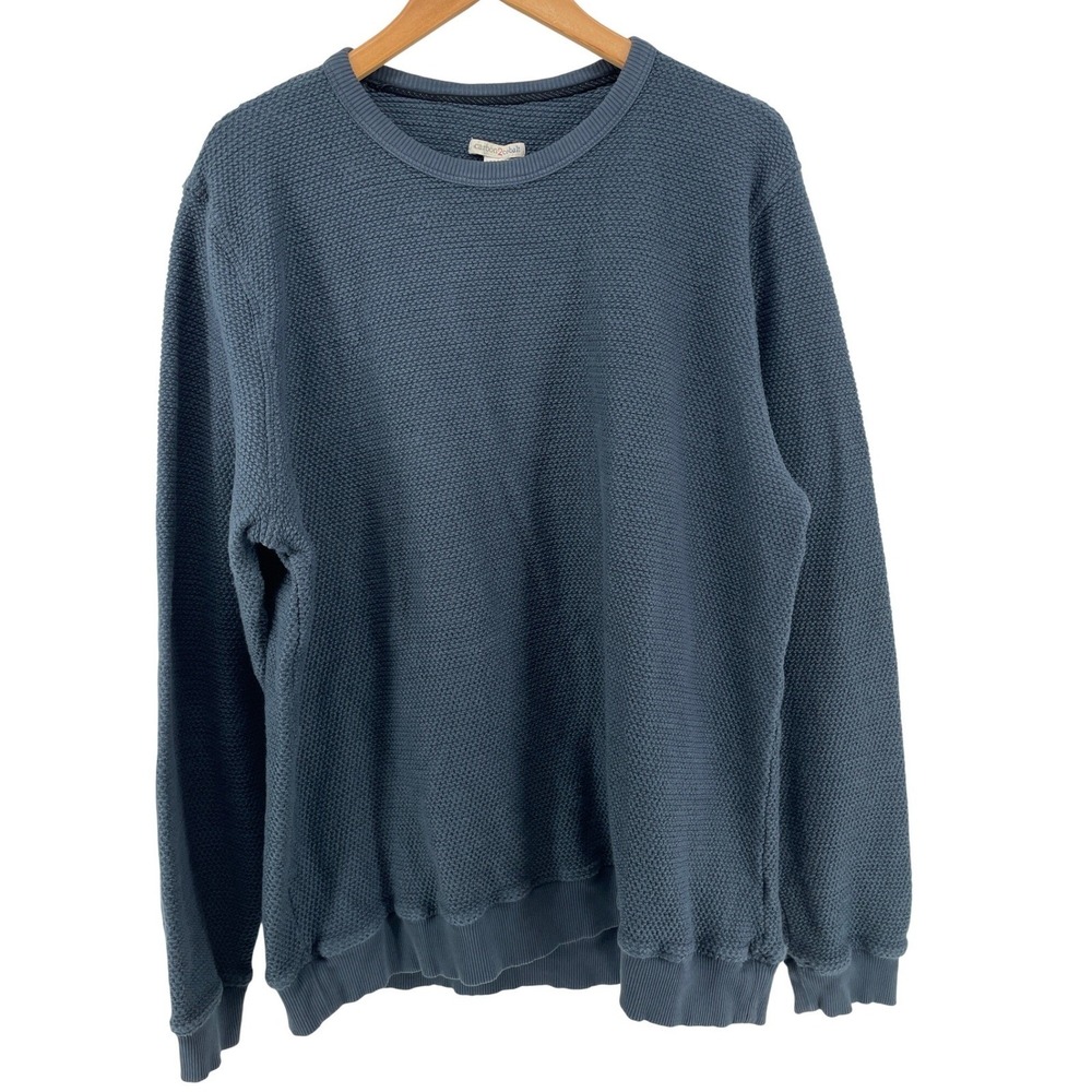 Carbon2Cobalt Waffle Crewneck Sweater Mens‎ XL Blue 100% Cotton Textured Relaxed